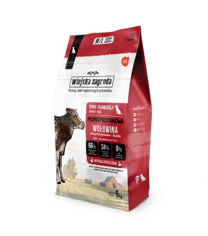 Wiejska Zagroda sucha karma Monoproteinowa dla psa - Wołowina ROZM. M/L 6kg 