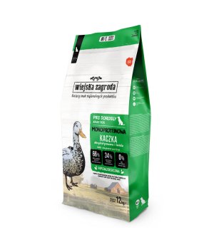 Wiejska Zagroda sucha karma Monoproteinowa dla psa - Kaczka ROZM. M/L 12kg 