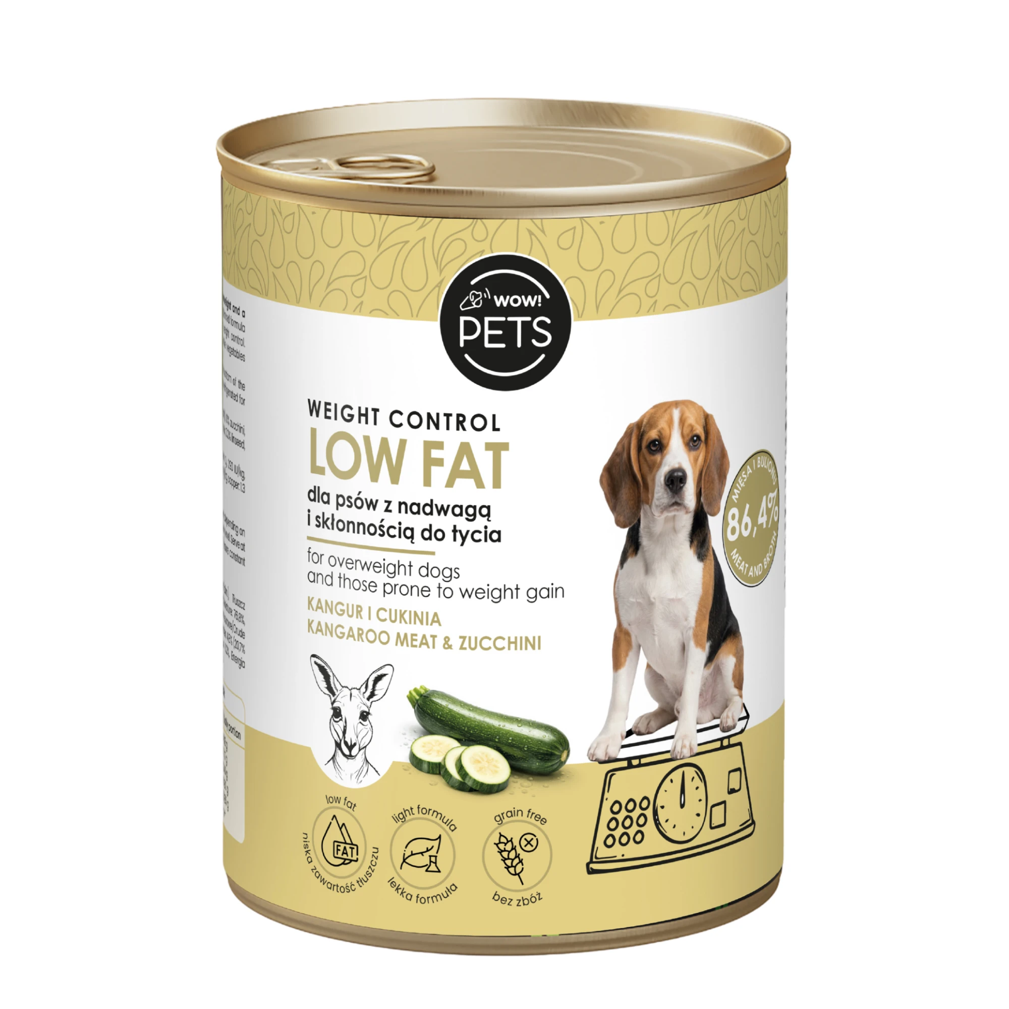 Wow!Pets karma mokra dla psów dorosłych i starszych Kangur Low Fat / Weight Control 400g