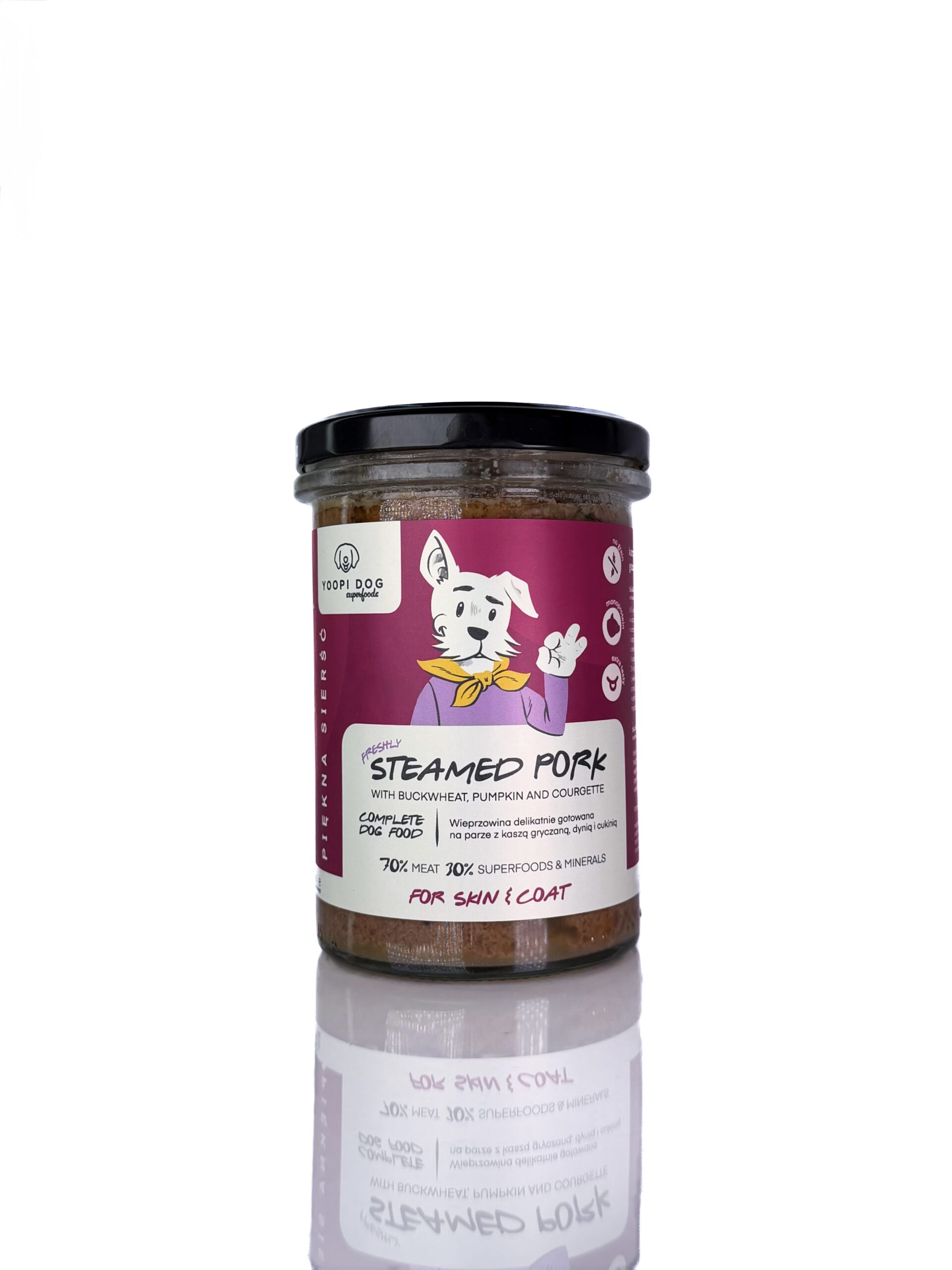 YOOPI Dog Superfoods mokra karma dla szczeniąt i psów dorosłych z gotowanej na parze Wieprzowiny 400g