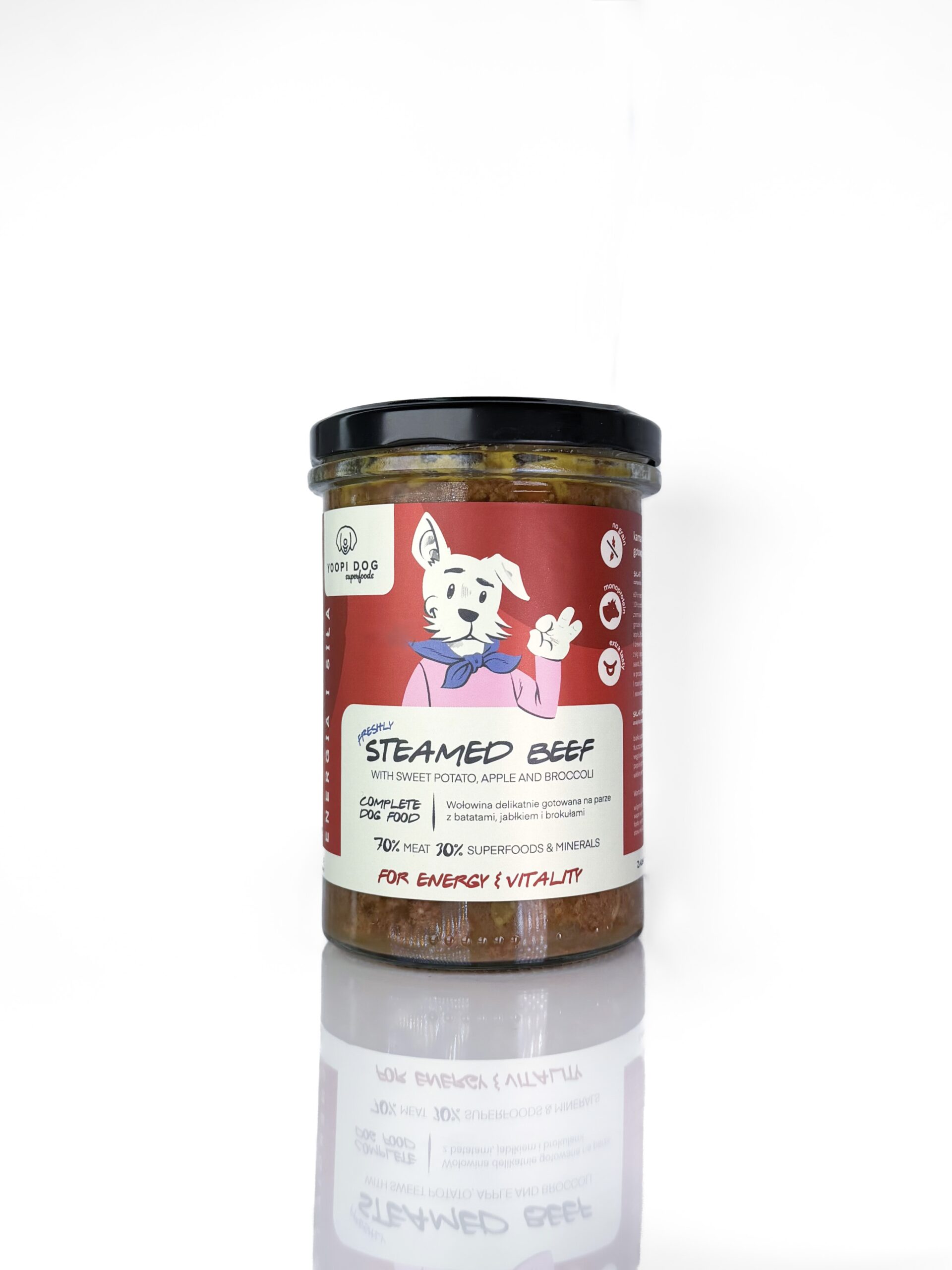 YOOPI Dog Superfoods mokra karma dla szczeniąt i psów dorosłych z gotowanej na parze Wołowiny 400g