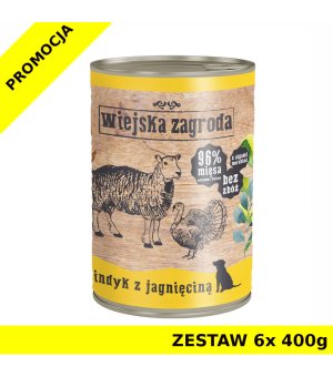 Zestaw Wiejska Zagroda Indyk z jagnięciną  ZESTAW 6x 400g 