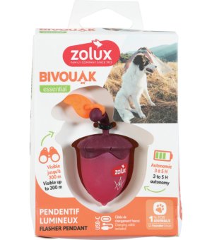 Zolux świecąca zawieszka do obroży BIVOUAK czerwona orzech na USB