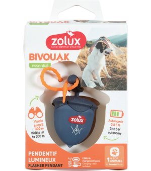Zolux świecąca zawieszka do obroży BIVOUAK niebieska w kształcie orzecha na USB