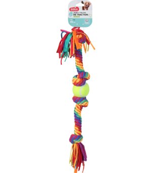 Zolux Szarpak Sznur z piłką tenisową rainbow 58cm