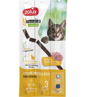 Zolux YUMMIES kabanosy dla kota Indyk z Wątróbką 3x5g